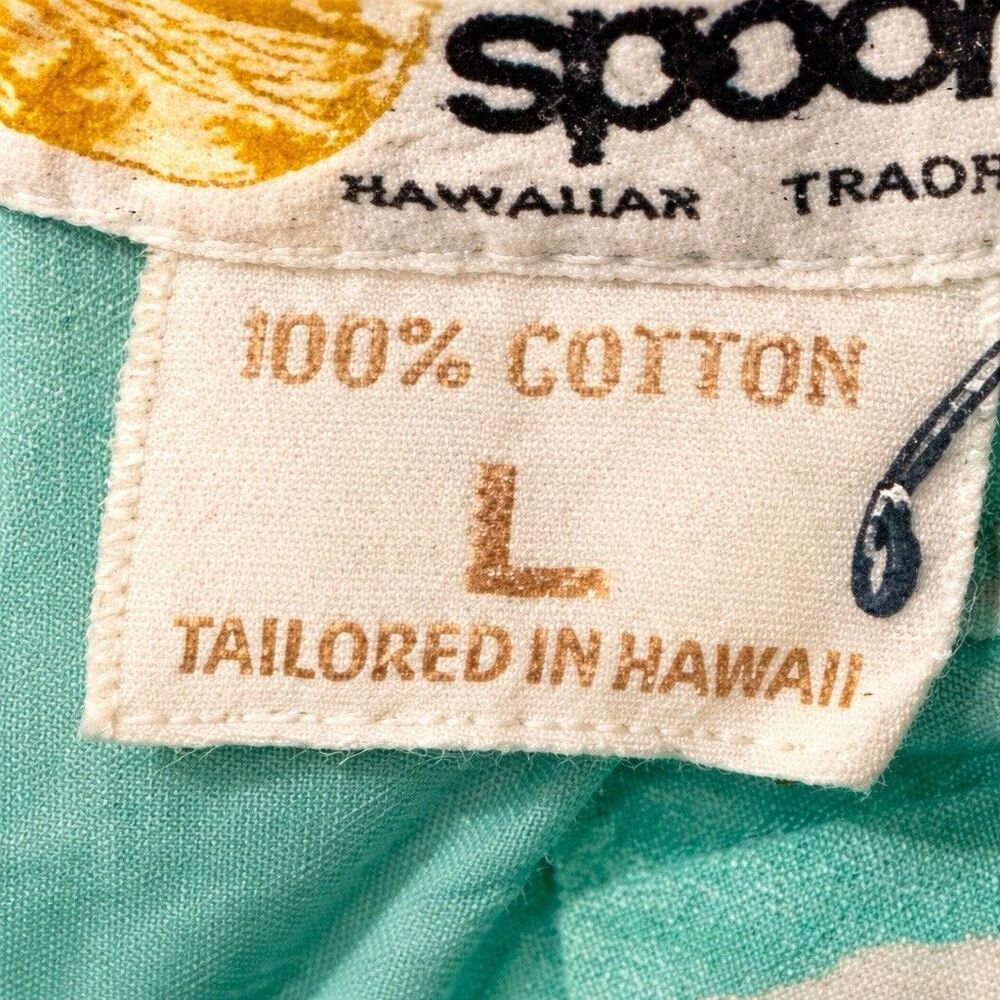 Vintage Reyn Spooner Hawaiian Traditions Shirt Mens L Aqua Pink Floral Aloha - Picture 5 of 5